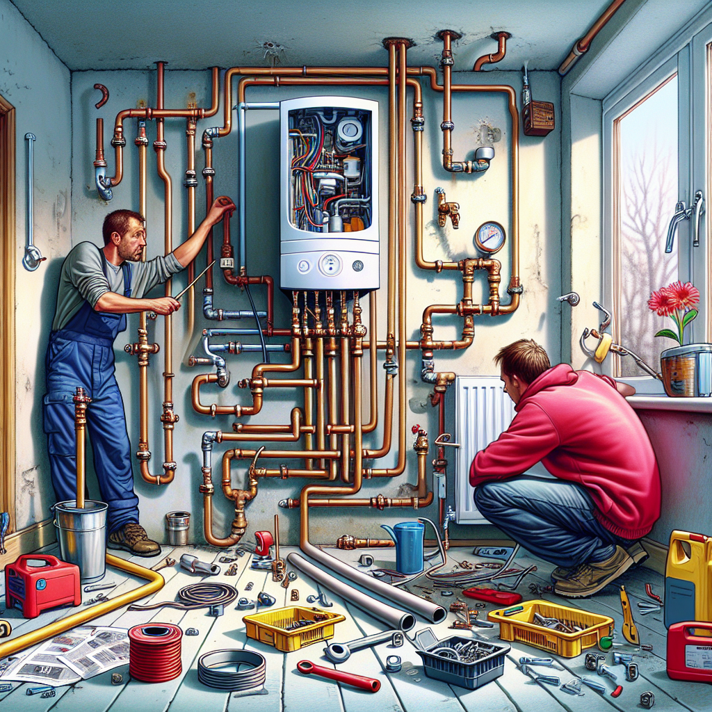 Incorrect pipework connections shown during a Carnoustie combi boiler installation, highlighting common installation mistakes; relevant for those seeking combi boiler Carnoustie services, boiler repair Carnoustie, or a heating engineer Carnoustie.